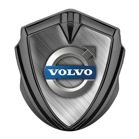 Volvo Emblem Badge Self Adhesive Graphite Brushed Steel Classic Logo