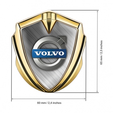 Volvo Emblem Badge Self Adhesive Gold Brushed Steel Classic Logo