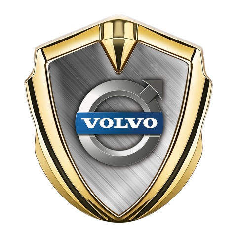 Volvo Emblem Badge Self Adhesive Gold Brushed Steel Classic Logo
