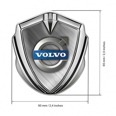 Volvo Emblem Badge Self Adhesive Silver Brushed Steel Classic Logo