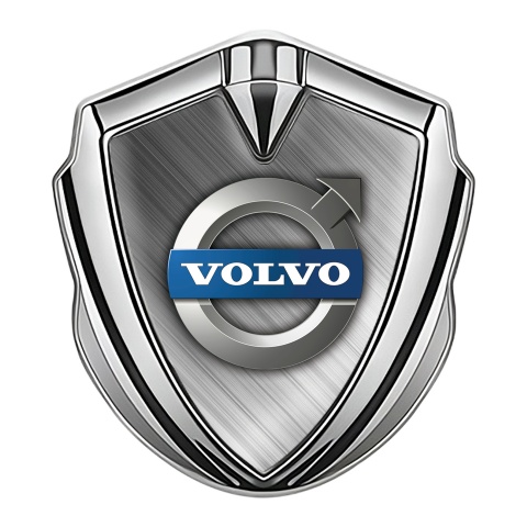 Volvo Emblem Badge Self Adhesive Silver Brushed Steel Classic Logo