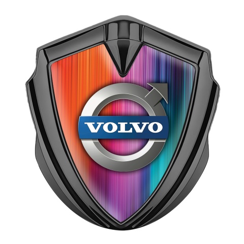 Volvo Metal Emblem Self Adhesive Graphite Colorful Gradient Polished Logo