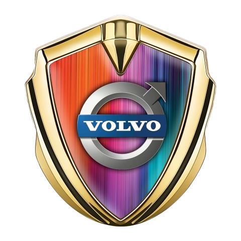 Volvo Metal Emblem Self Adhesive Gold Colorful Gradient Polished Logo