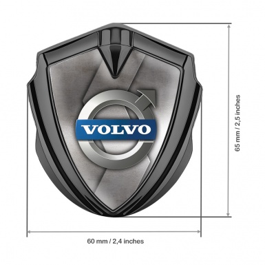 Volvo Emblem Trunk Badge Graphite Polished Surface Metallic Logo Design