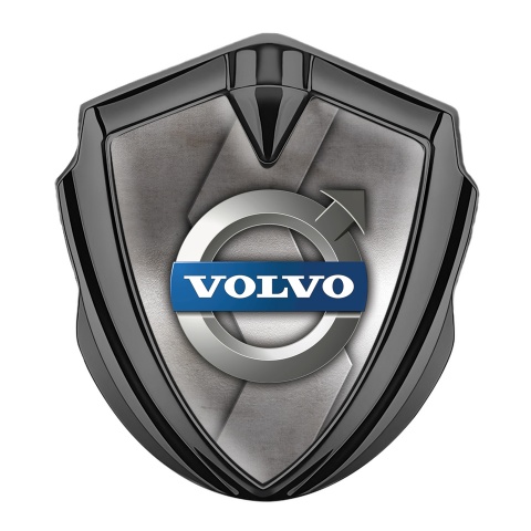 Volvo Emblem Trunk Badge Graphite Polished Surface Metallic Logo Design