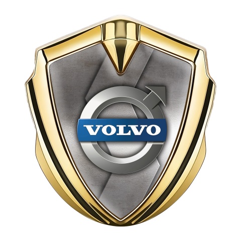 Volvo Emblem Trunk Badge Gold Polished Surface Metallic Logo Design