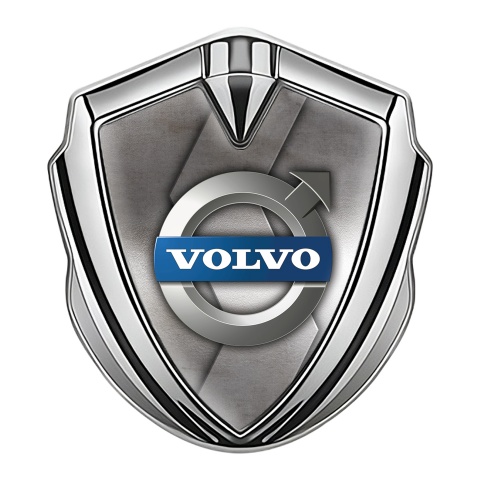 Volvo Emblem Trunk Badge Silver Polished Surface Metallic Logo Design