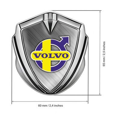Volvo Emblem Self Adhesive Silver Brushed Steel Yellow Purple Logo
