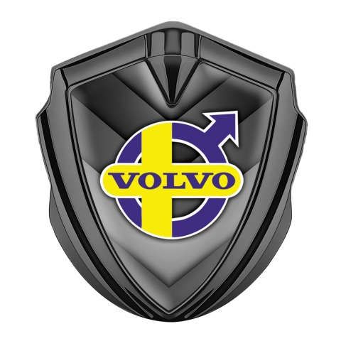 Volvo Emblem Badge Graphite Grey Arrow Design Yellow Purple Logo