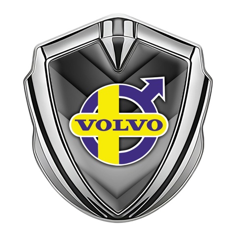 Volvo Emblem Badge Silver Grey Arrow Design Yellow Purple Logo