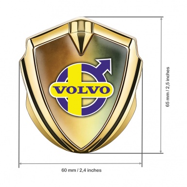 Volvo Bodyside Domed Emblem Gold Copper Gradient Yellow Purple Motif