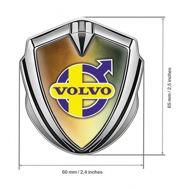 Volvo Bodyside Domed Emblem Silver Copper Gradient Yellow Purple Motif