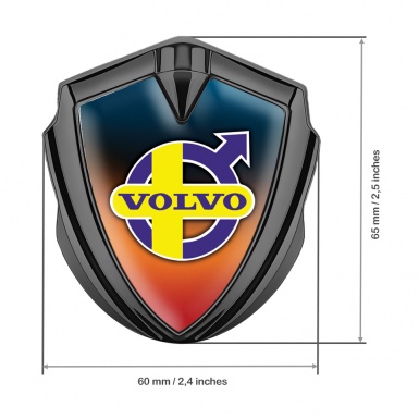 Volvo Domed Badge Graphite Colorful Gradient Yellow Purple Design