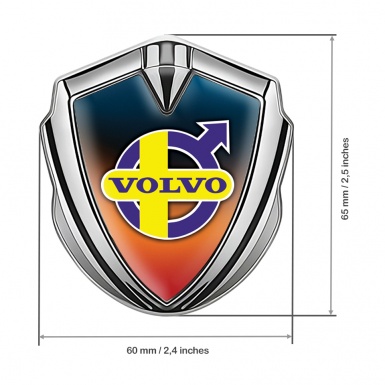 Volvo Domed Badge Silver Colorful Gradient Yellow Purple Design
