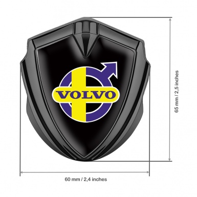 Volvo Emblem Car Badge Graphite Black Background Yellow Purple Logo