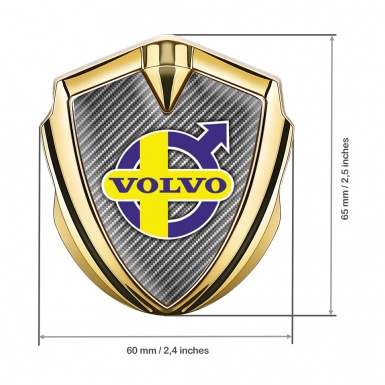 Volvo Metal Domed Emblem Gold Light Carbon Yellow Purple Logo