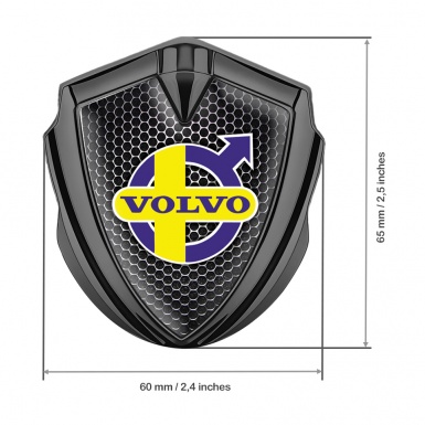 Volvo Abzeichen selbstklebend Graphit Tonfarbe Perforierter Stahl mit Gelb Lila logo 