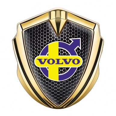 Volvo Badge Self Adhesive Gold Dark Grate Yellow Purple Edition