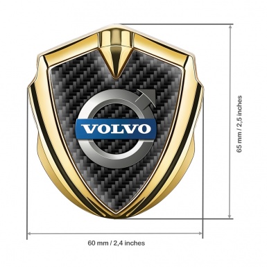 Volvo Emblem Fender Badge Gold Black Carbon Classic Polished Logo