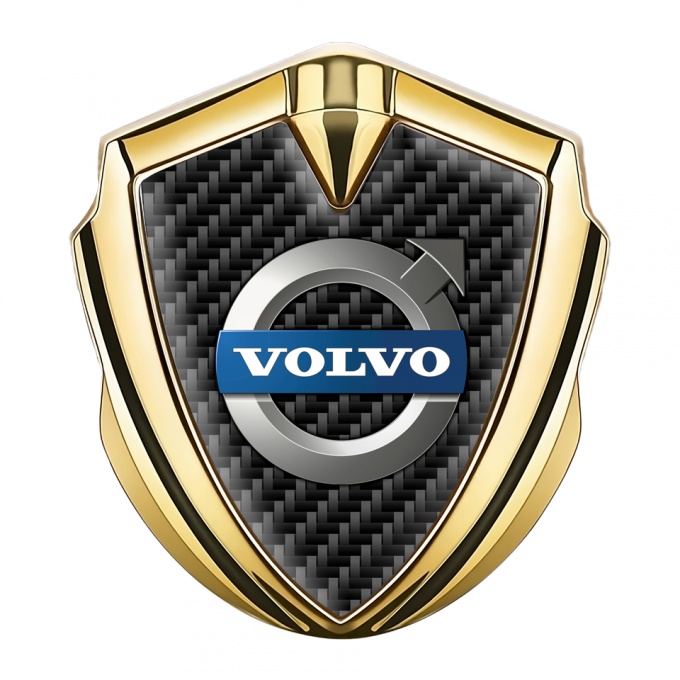 Volvo Emblem Fender Badge Gold Black Carbon Classic Polished Logo