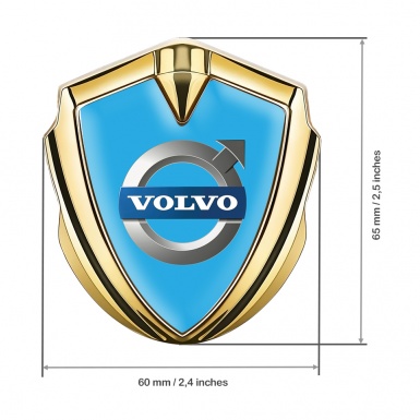 Volvo Metal Emblem Self Adhesive Gold Glacial Blue Metallic Edition