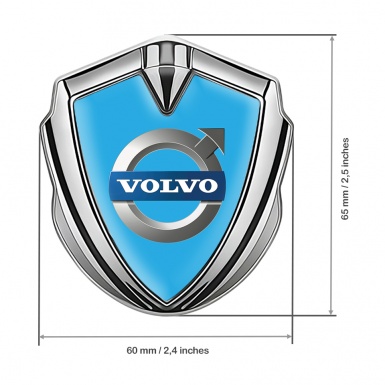 Volvo Metal Emblem Self Adhesive Silver Glacial Blue Metallic Edition