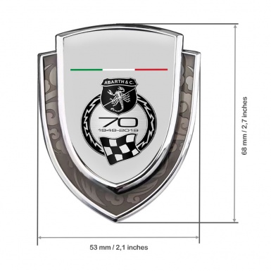 Fiat Abarth Emblem Self Adhesive Silver Grey Base 70 Anniversary Edition