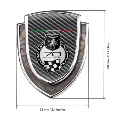 Fiat Abarth Emblem Badge Silver Dark Carbon Scorpion Logo Design