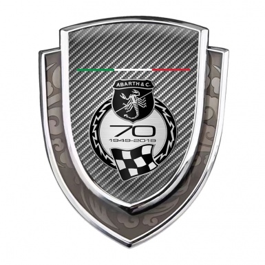 Fiat Abarth Domed Badge Silver Light Carbon Texture Scorpion Logo