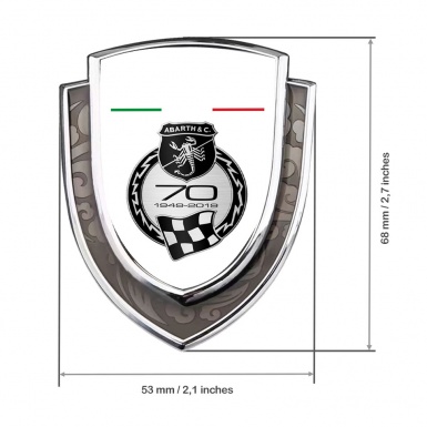 Fiat Abarth Bodyside Emblem Silver White Base 70 Anniversary Edition