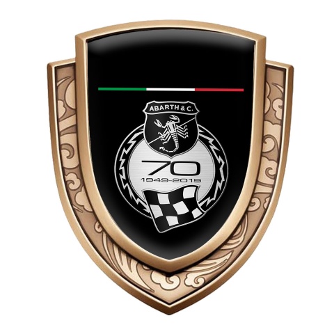 Fiat Abarth Bodyside Emblem Gold Black Base 70 Anniversary Motif