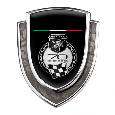 Fiat Abarth Bodyside Emblem Silver Black Base 70 Anniversary Motif