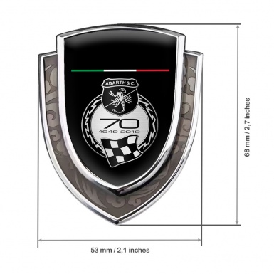 Fiat Abarth Bodyside Emblem Silver Black Base 70 Anniversary Motif