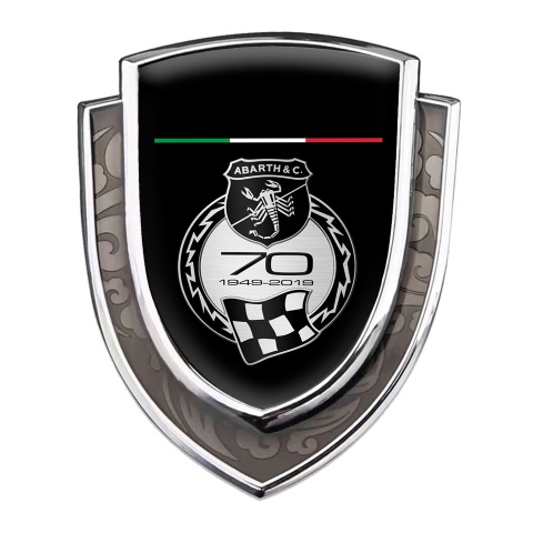 Fiat Abarth Bodyside Emblem Silver Black Base 70 Anniversary Motif
