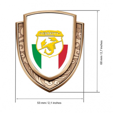 Fiat Abarth Badge Self Adhesive Gold White Base Italian Flag Design