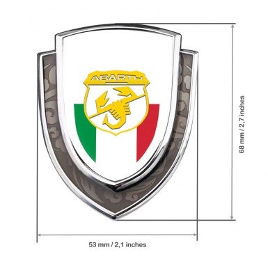 Fiat Abarth Badge Self Adhesive Silver White Base Italian Flag Design