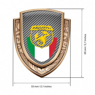 Fiat Abarth Emblem Badge Self Adhesive Gold Light Carbon Italian Flag