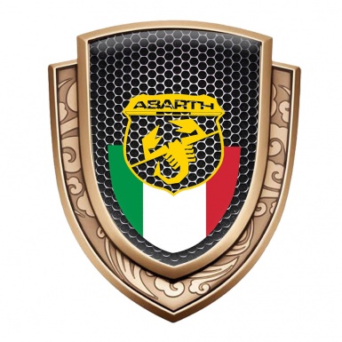 Fiat Abarth Emblem Aufkleber Autozubehor Goldtonfarbe Perforierter Stahl Basis mit Italienische Flagge Motiv 