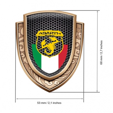 Fiat Abarth Emblem Aufkleber Autozubehor Goldtonfarbe Perforierter Stahl Basis mit Italienische Flagge Motiv 