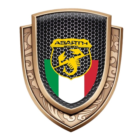 Fiat Abarth Emblem Fender Badge Gold Metallic Grate Italian Banner Design