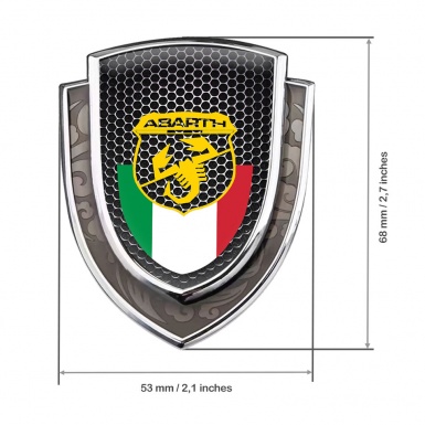 Fiat Abarth Emblem Fender Badge Silver Metallic Grate Italian Banner Design