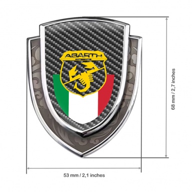 Fiat Abarth Seitenflugel Emblem Aufkleber Silbertonfarbe mit Kohlenstoff Basis Italienische Flagge motiv