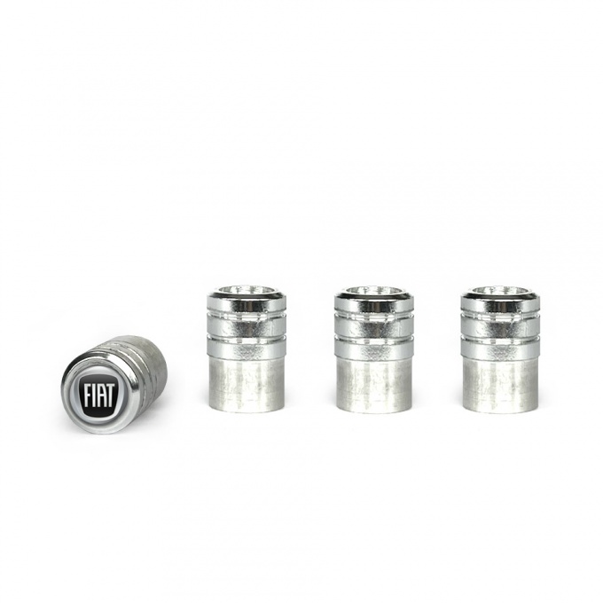 Fiat Valve Caps Aluminum 4 pcs 3D Grey Logo Silicone Sticker