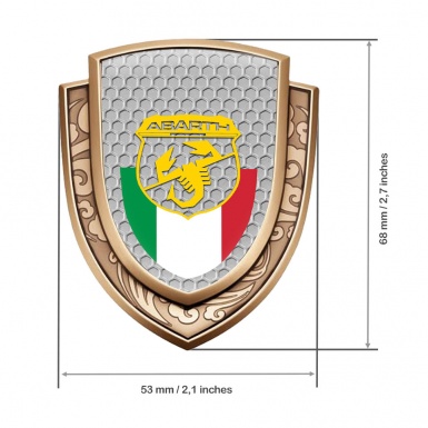 Fiat Abarth Abzeichen selbstklebend Goldtonfarbe Wabeneffekt Basis mit Italienische Flagge Loogo 