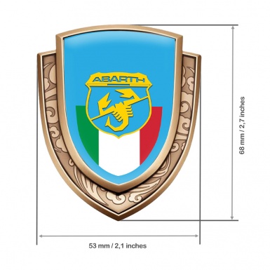 Fiat Abarth Bodyside Domed Emblem Gold Sky Blue Italian Banner Design