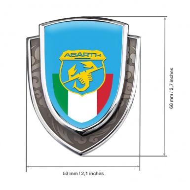 Fiat Abarth Bodyside Domed Emblem Silver Sky Blue Italian Banner Design