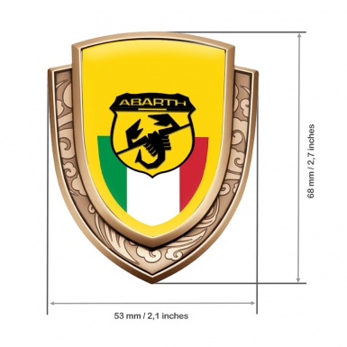 Fiat Abarth Domed Badge Gold Yellow Background Black Scorpion Edition