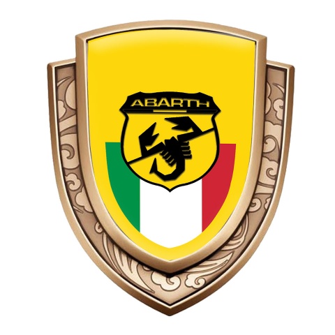 Fiat Abarth Domed Badge Gold Yellow Background Black Scorpion Edition