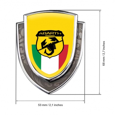 Fiat Abarth Domed Badge Silver Yellow Background Black Scorpion Edition