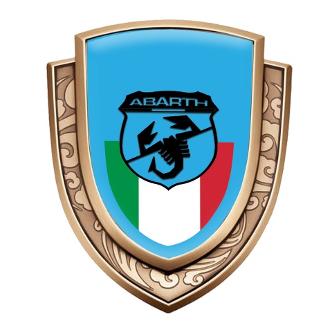 Fiat Abarth Metal Domed Emblem Gold Blue Black Scorpion Italian Flag
